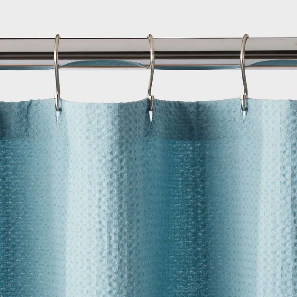Threshold - Oversized Relaxed Waffle Weave Shower Curtain Ligh Light Blue - Picture 3 of 4